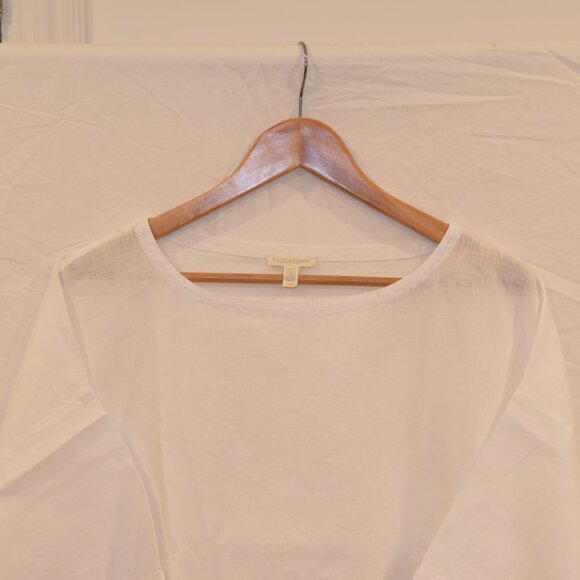 Eileen Fisher Organic Linen Boat Neck Blouse M - Picture 2 of 9